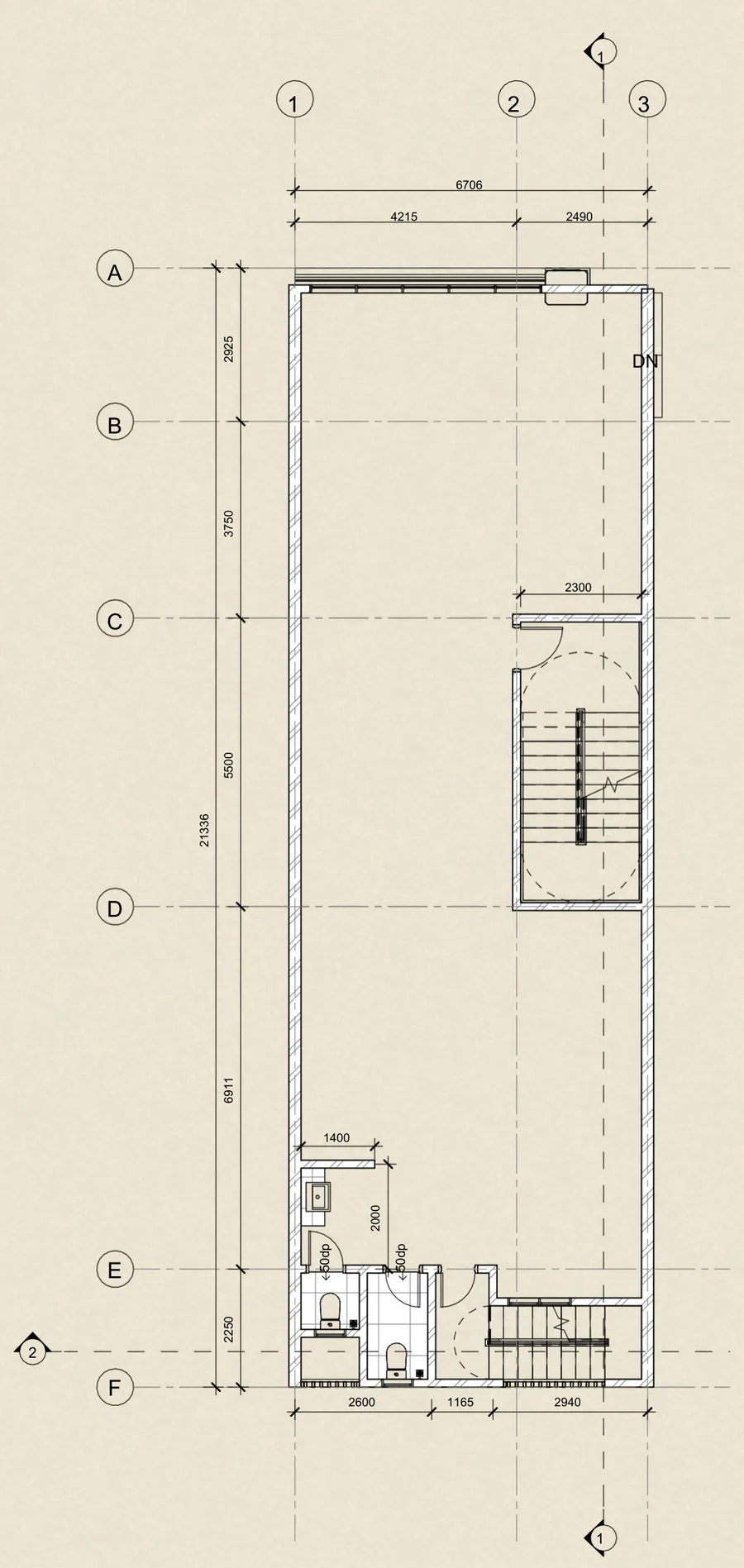 First floor plan of a typical 22 x 70 Evergarden shop office